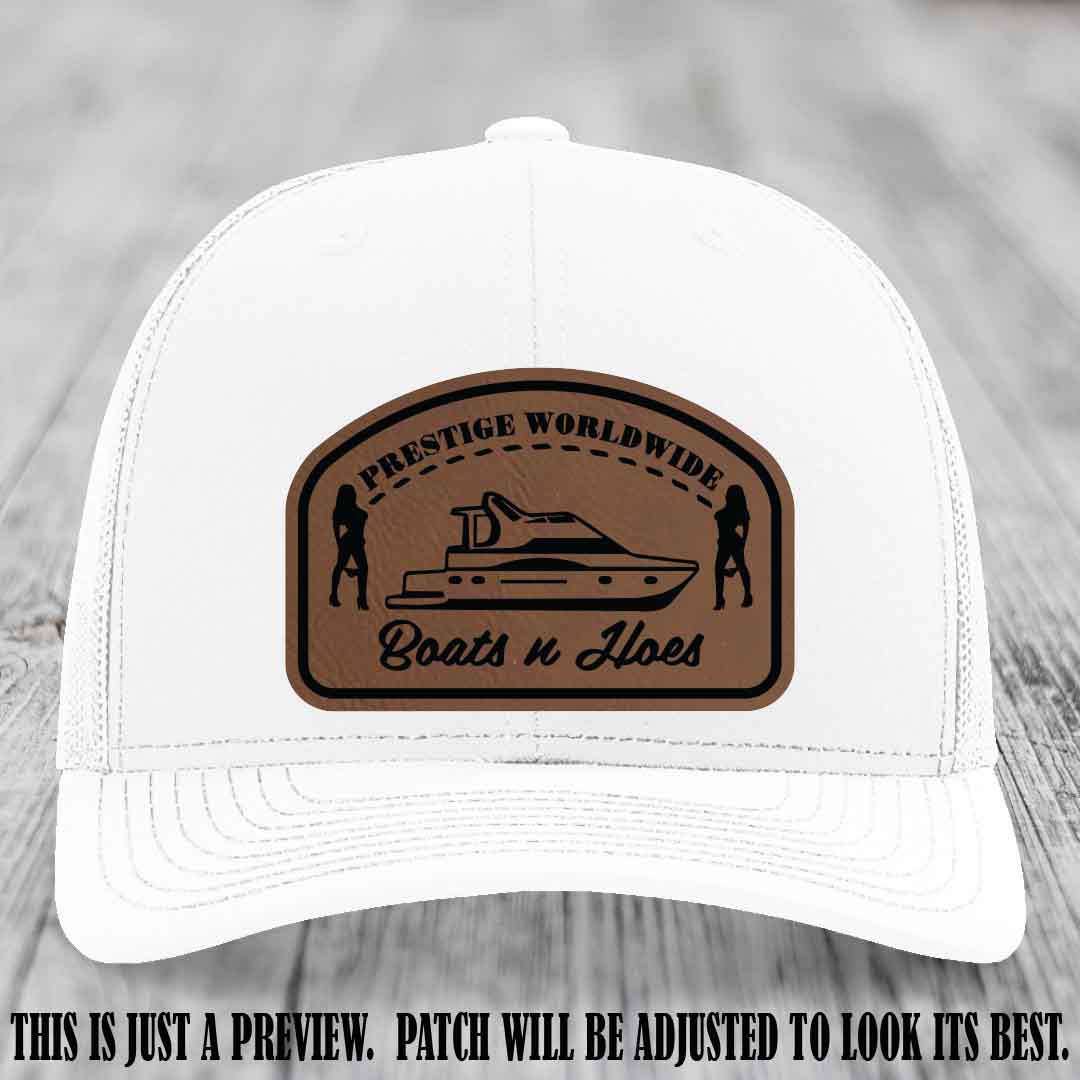 Prestige Worldwide Boats n Hoes Dark Brown to Black Patch on White Hat