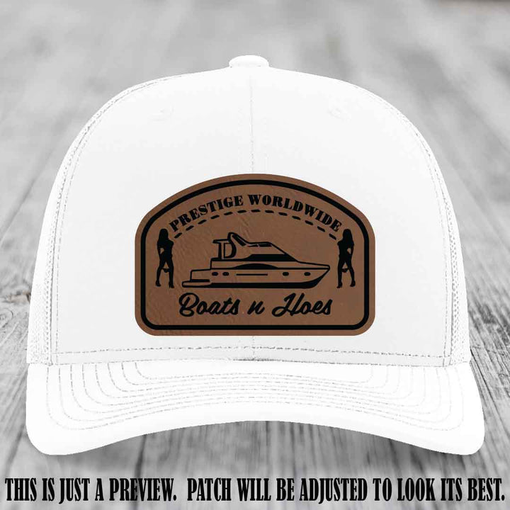 Prestige Worldwide Boats n Hoes Dark Brown to Black Patch on White Hat