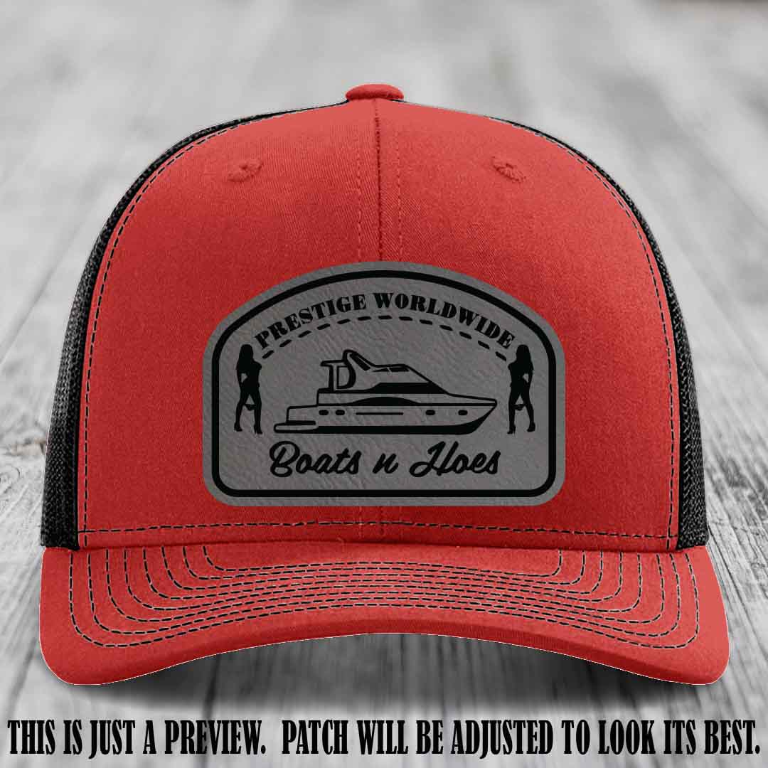 Prestige Worldwide Boats n Hoes Grey to Black Patch on Red to Black Hat