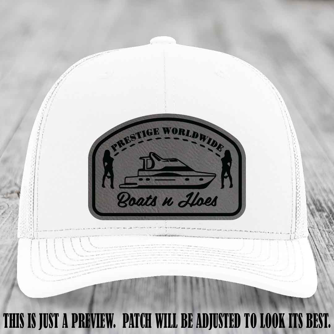 Prestige Worldwide Boats n Hoes Grey to Black Patch on White Hat