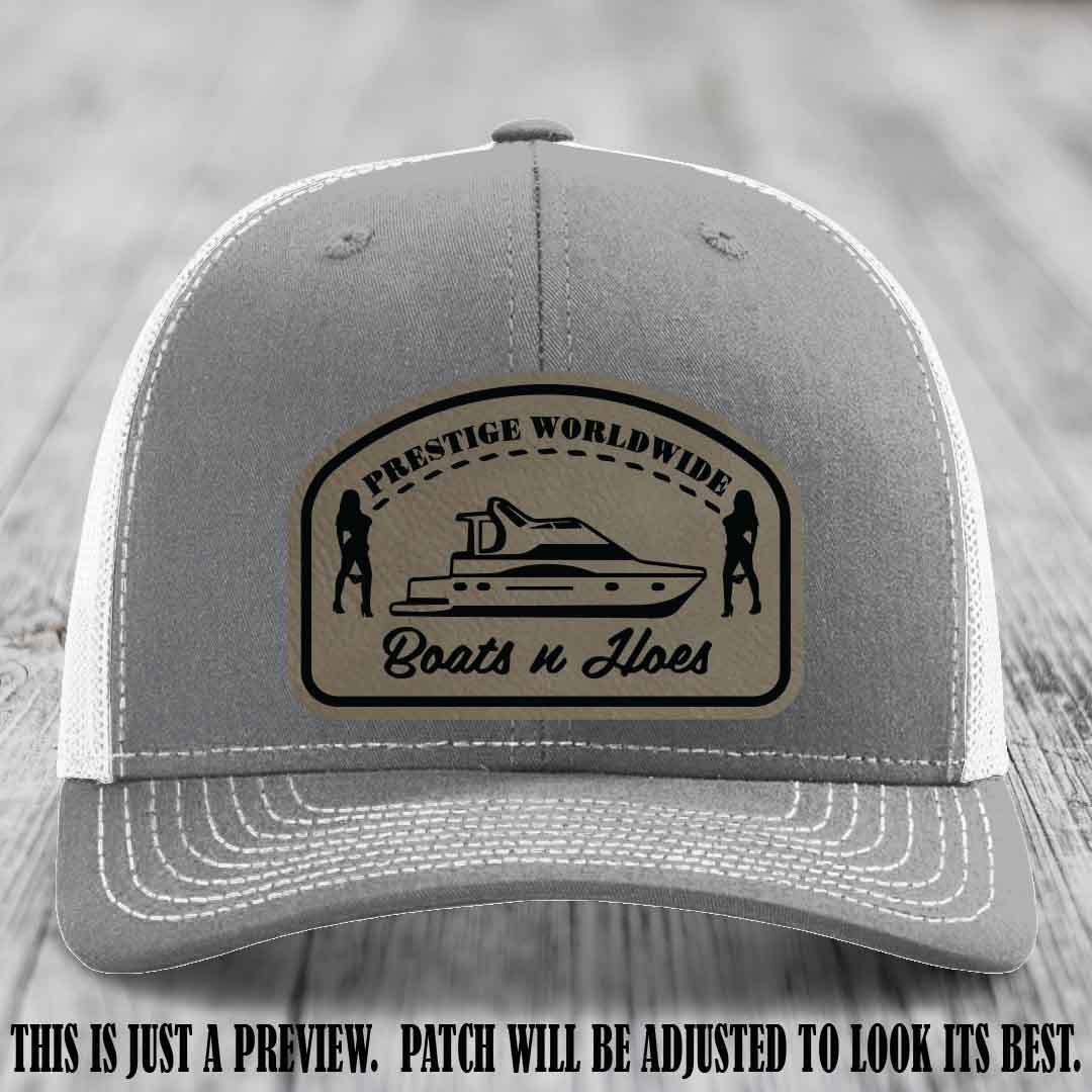 Prestige Worldwide Boats n Hoes Light Brown to Black Patch on Heather Grey to White Hat