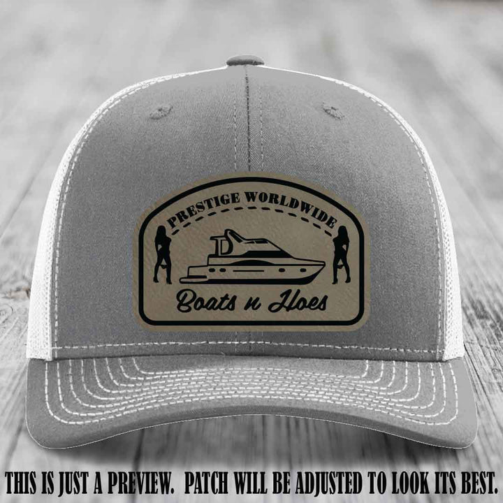 Prestige Worldwide Boats n Hoes Light Brown to Black Patch on Heather Grey to White Hat