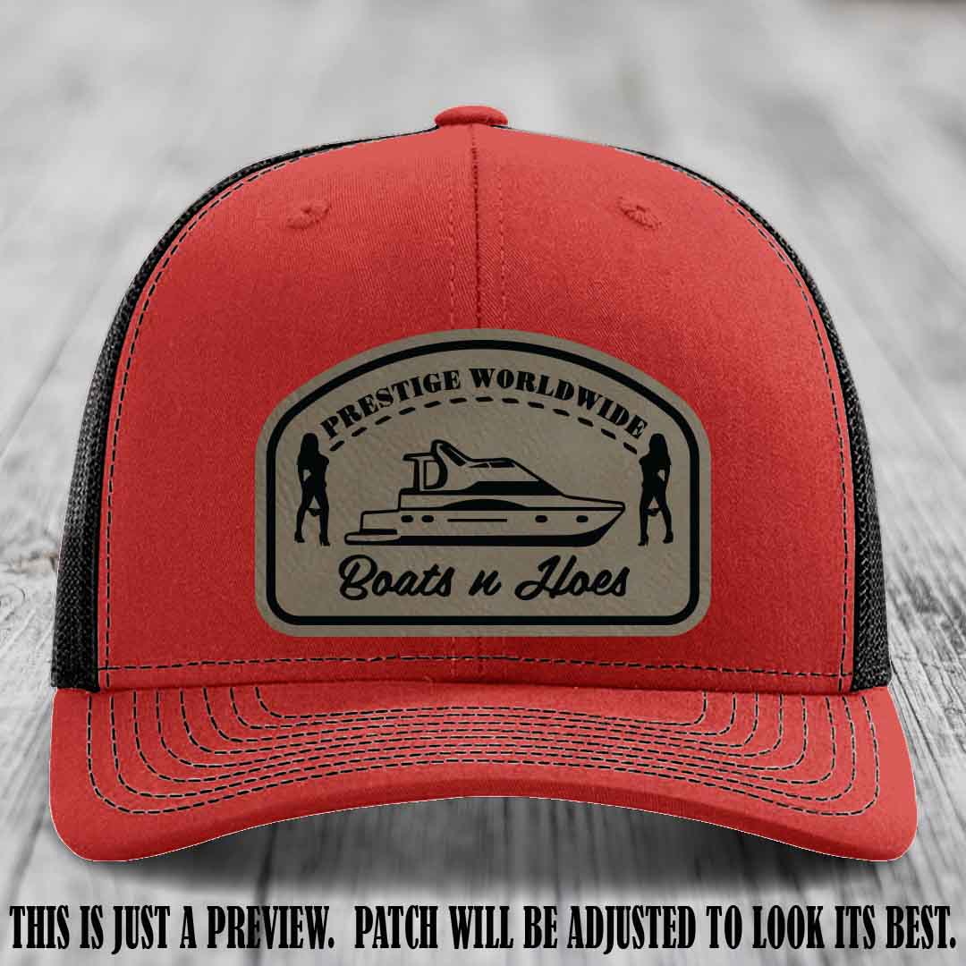 Prestige Worldwide Boats n Hoes Light Brown to Black Patch on Red to Black Hat