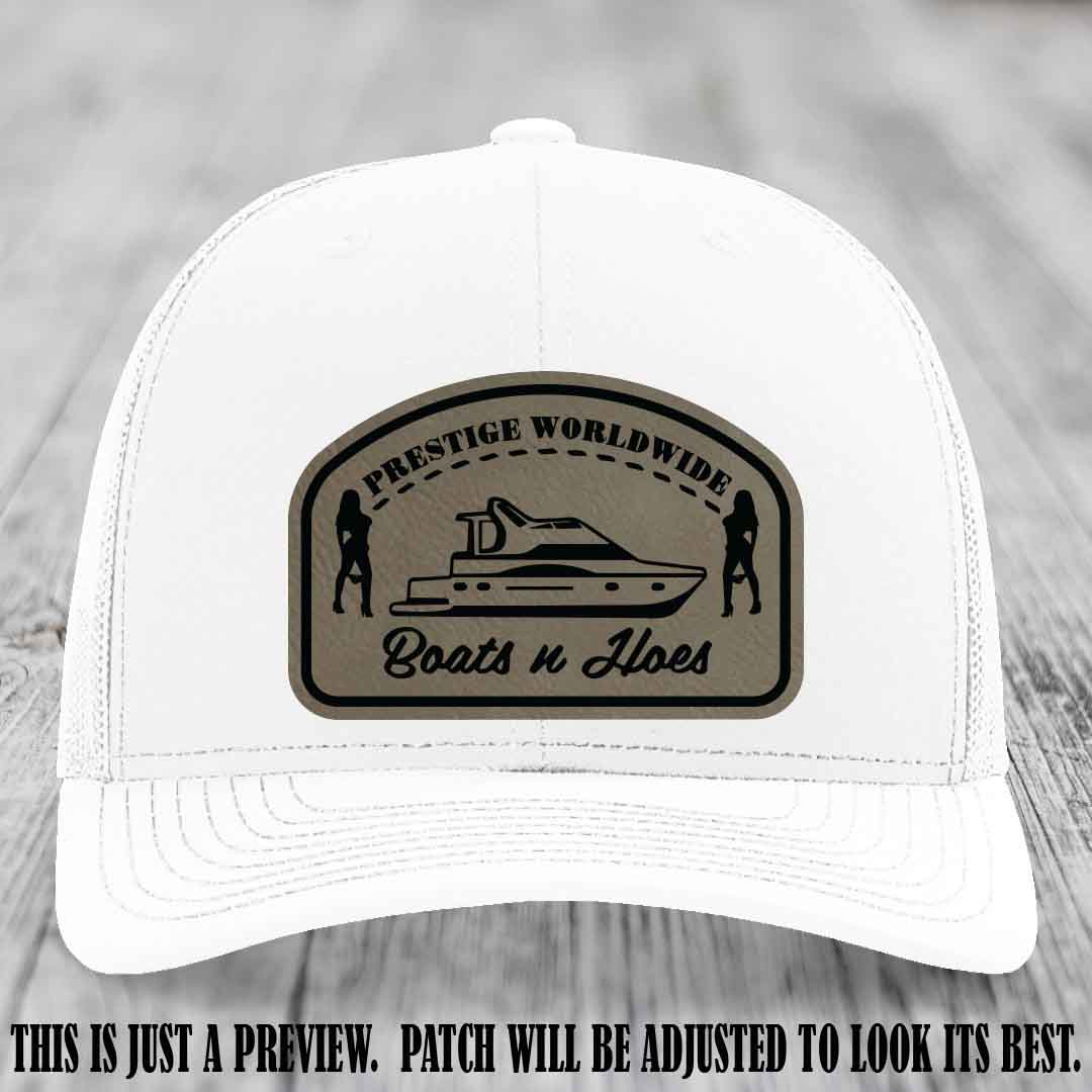 Prestige Worldwide Boats n Hoes Light Brown to Black Patch on White Hat