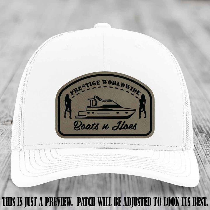 Prestige Worldwide Boats n Hoes Light Brown to Black Patch on White Hat