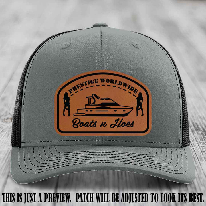 Prestige Worldwide Boats n Hoes Rawhide to Black Patch on Heather Grey to Black Hat