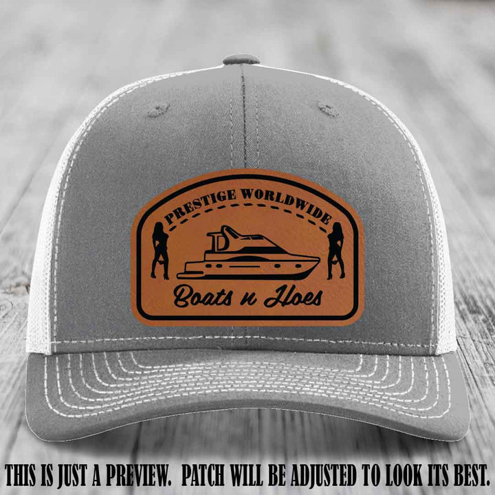 Prestige Worldwide Boats n Hoes Rawhide to Black Patch on Heather Grey to White Hat
