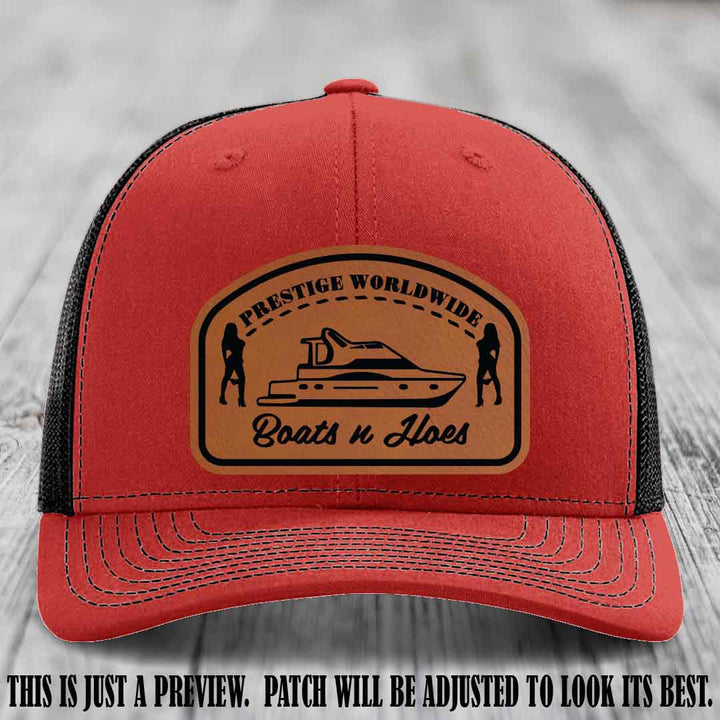 Prestige Worldwide Boats n Hoes Rawhide to Black Patch on Red to Black Hat