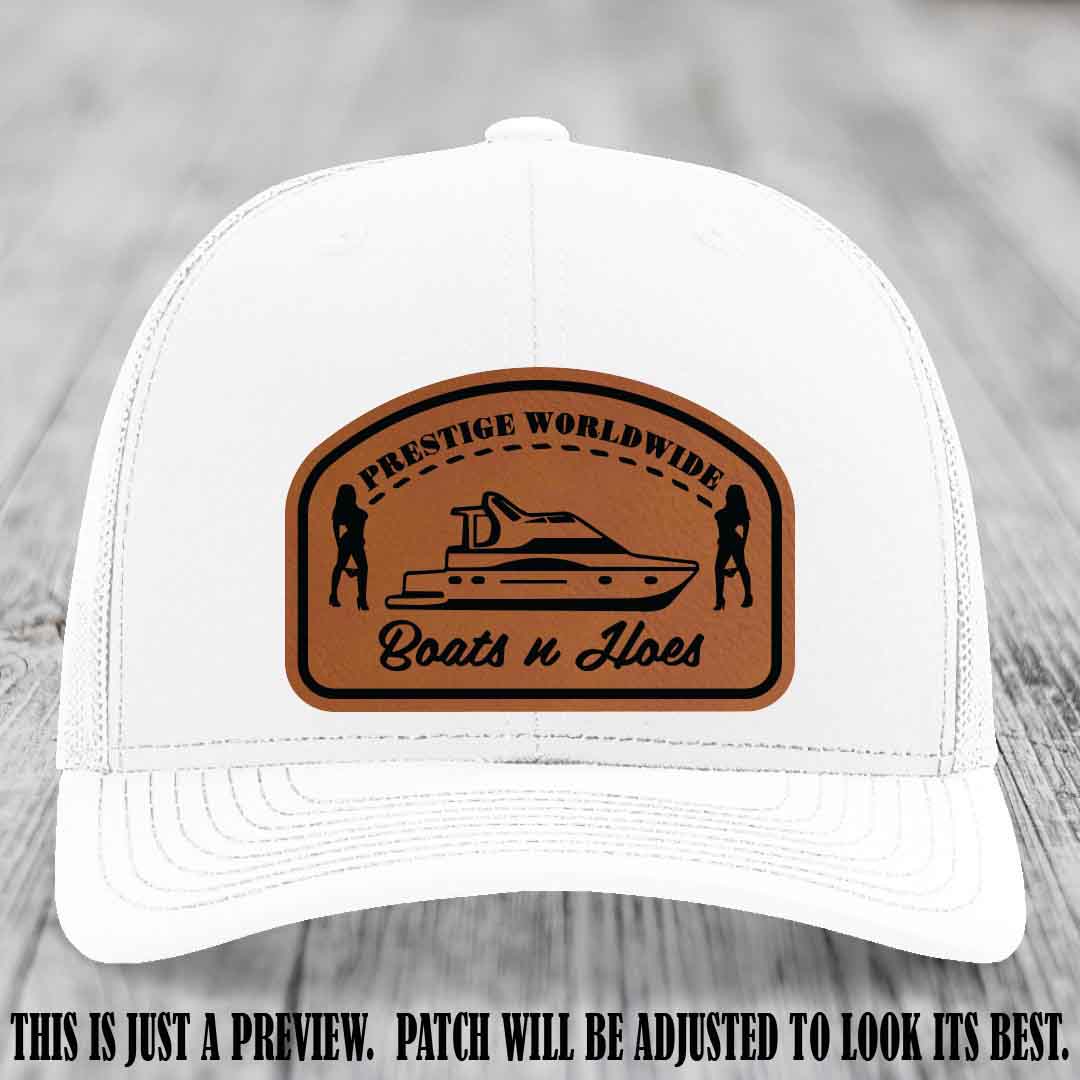 Prestige Worldwide Boats n Hoes Rawhide to Black Patch on White Hat
