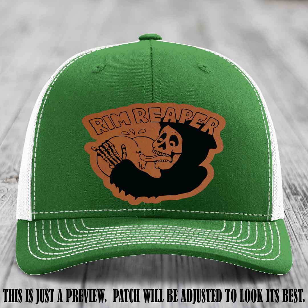 Rim Reaper Rawhide to Black Patch Leather Patch on Richardson 112 Kelly to White Hat