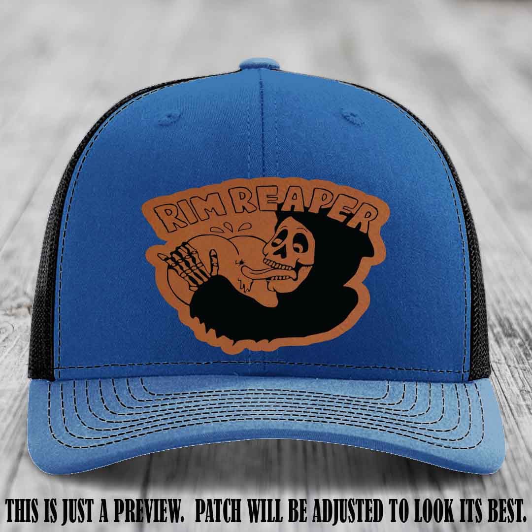 Rim Reaper Rawhide to Black Patch Leather Patch on Richardson 112 Royal to Black Hat