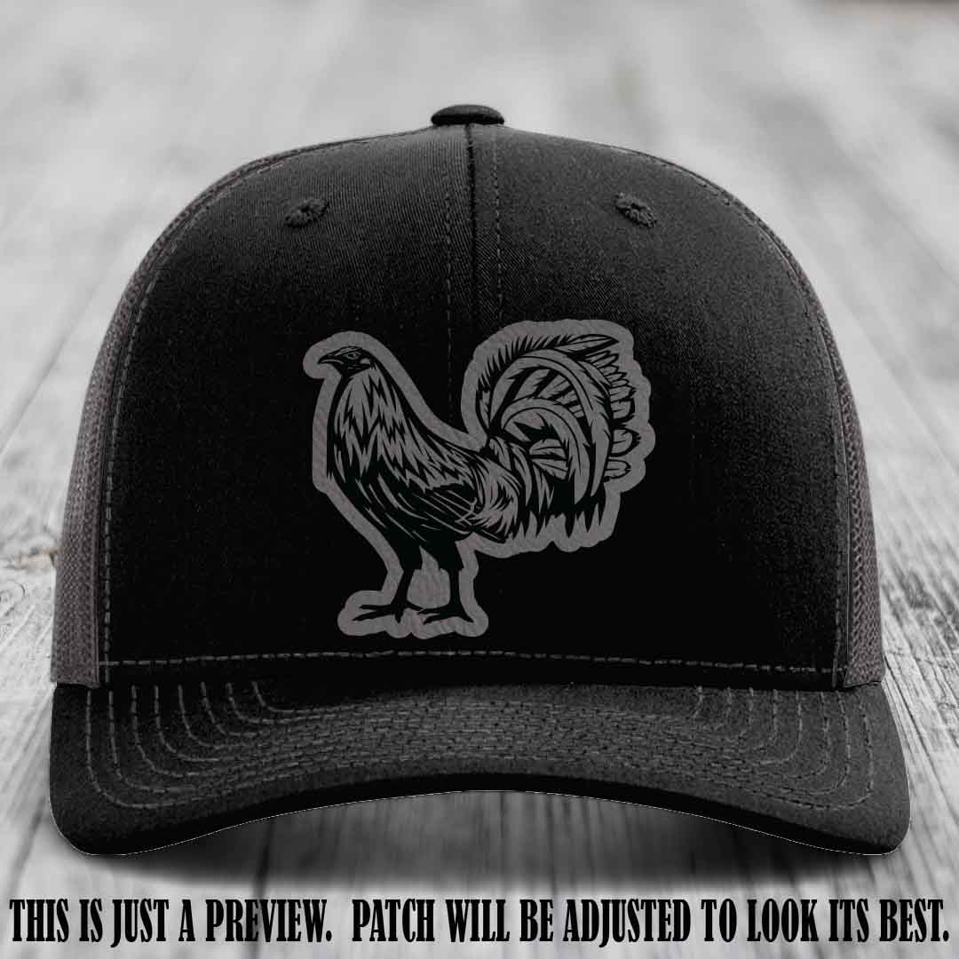 Rooster Rebel Grey to Black Patch on Black to Charcoal Hat Richardson 112 Hat