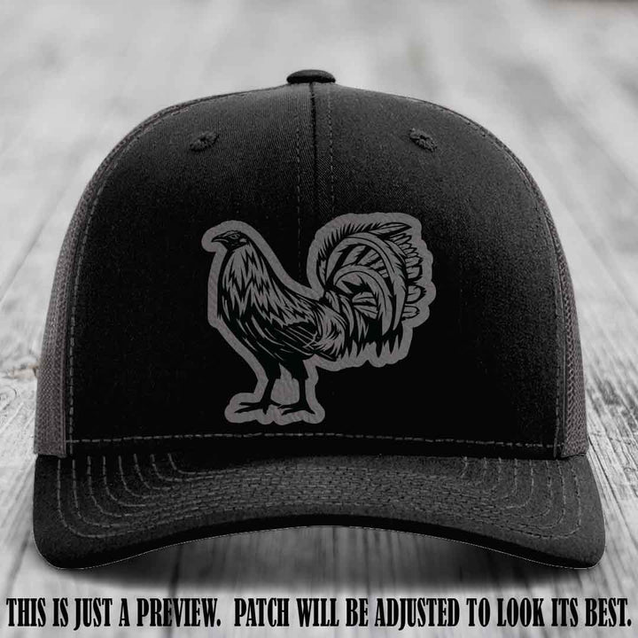 Rooster Rebel Grey to Black Patch on Black to Charcoal Hat Richardson 112 Hat