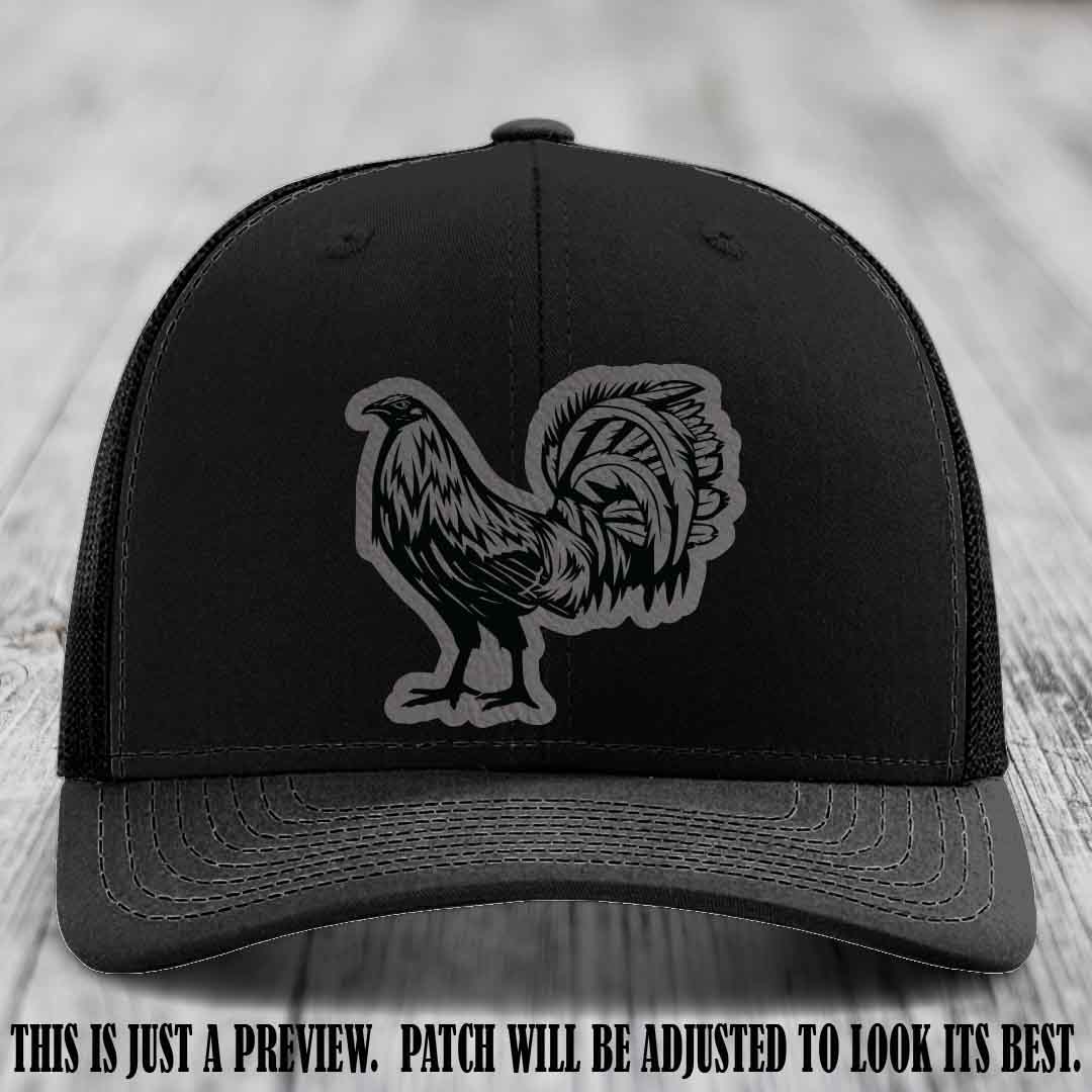 Rooster Rebel Grey to Black Patch on Black Hat Richardson 112 Hat