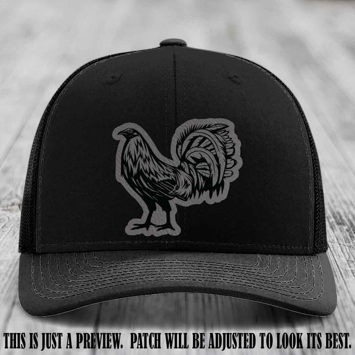 Rooster Rebel Grey to Black Patch on Black Hat Richardson 112 Hat