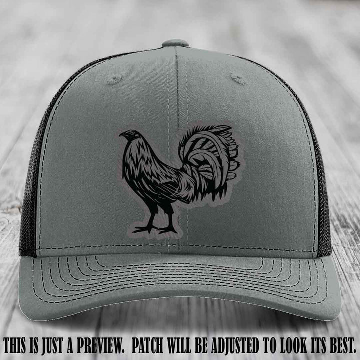 Rooster Rebel Grey to Black Patch on Heather Grey to Black Hat Richardson 112 Hat
