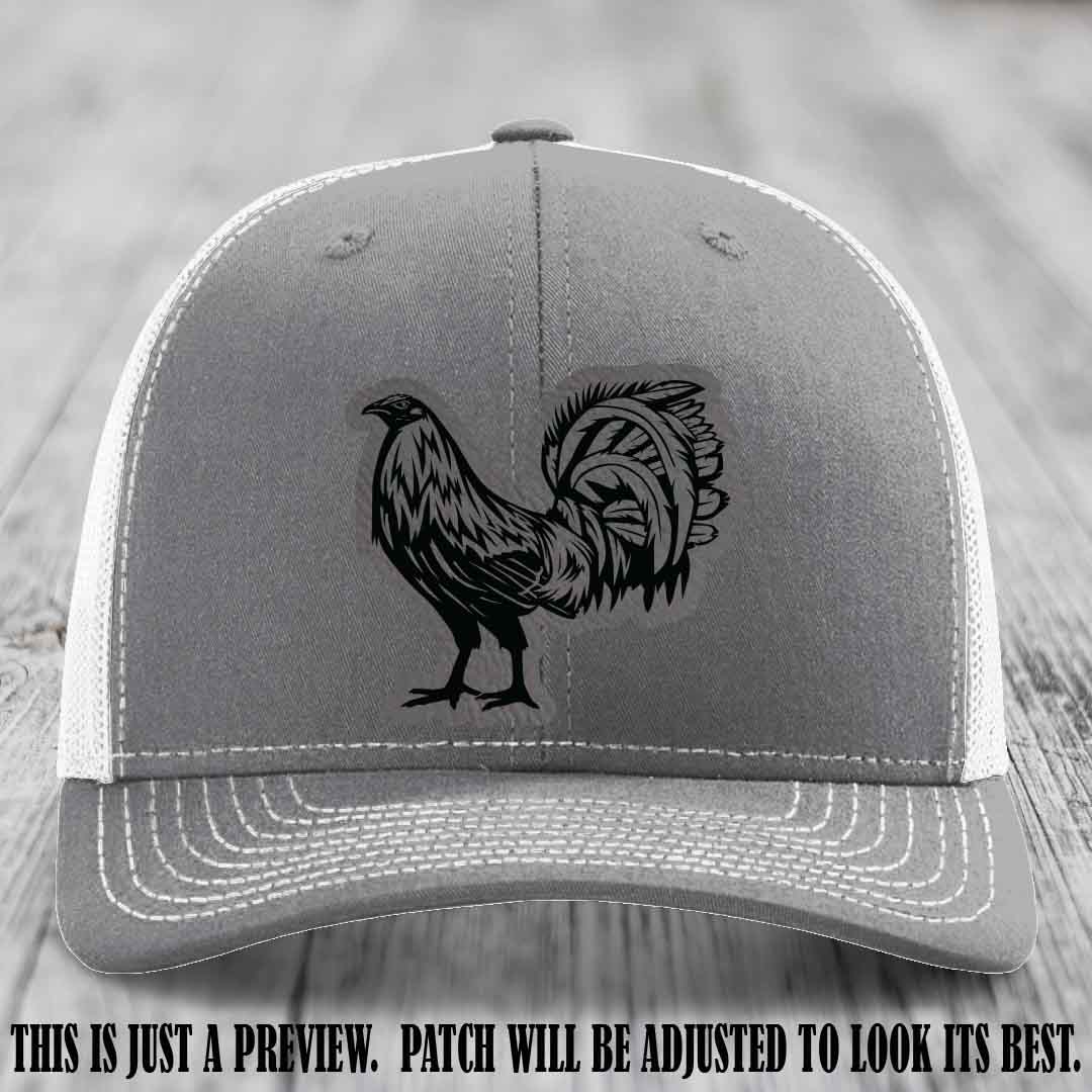 Rooster Rebel Grey to Black Patch on Heather Grey to White Hat Richardson 112 Hat