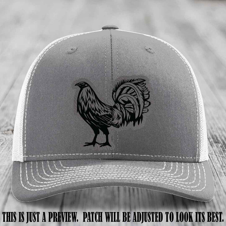 Rooster Rebel Grey to Black Patch on Heather Grey to White Hat Richardson 112 Hat
