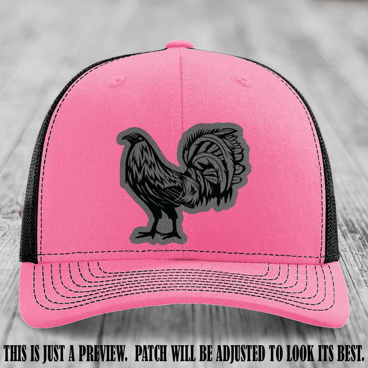 Rooster Rebel Grey to Black Patch on Hot Pink to Black Hat Richardson 112 Hat