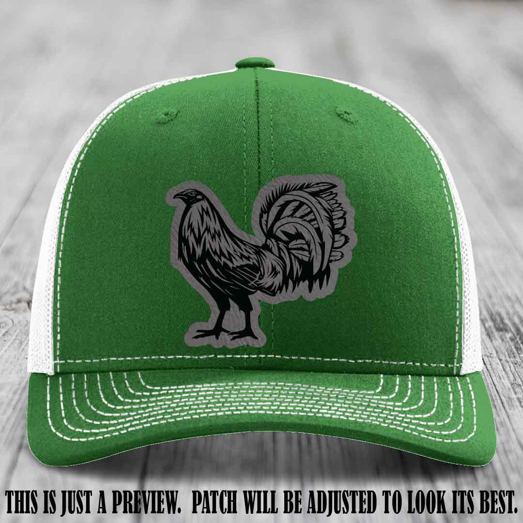Rooster Rebel Grey to Black Patch on Kelly to White Hat Richardson 112 Hat