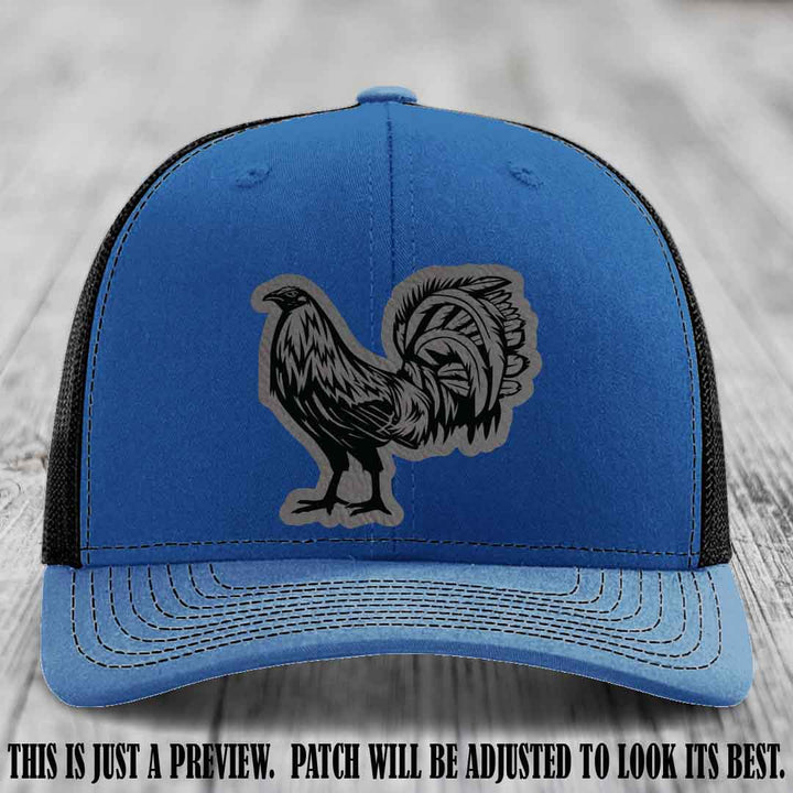 Rooster Rebel Grey to Black Patch on Royal to Black Hat Richardson 112 Hat
