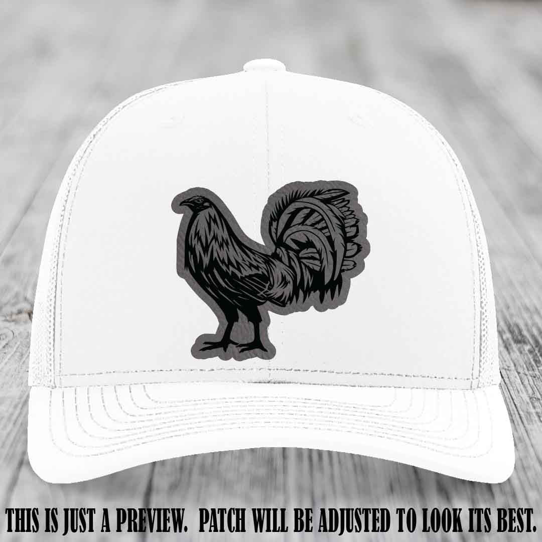 Rooster Rebel Grey to Black Patch on White Hat Richardson 112 Hat