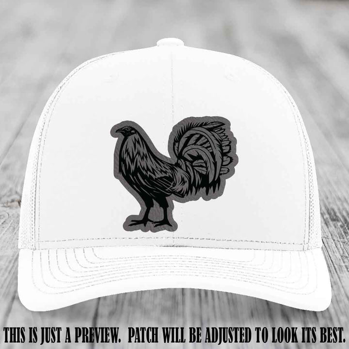 Rooster Rebel Grey to Black Patch on White Hat Richardson 112 Hat