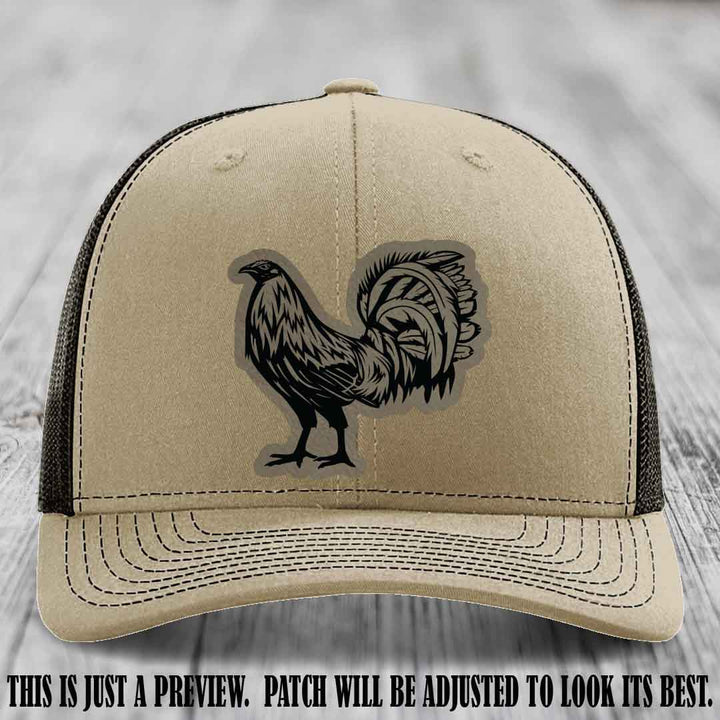 Rooster Rebel Light Brown to Black Patch on Khaki to Coffee Hat Richardson 112 Hat