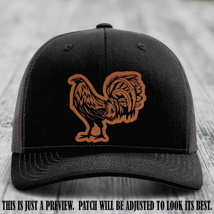 Rooster Rebel Rawhide to Black Patch on Black to Charcoal Hat Richardson 112 Hat