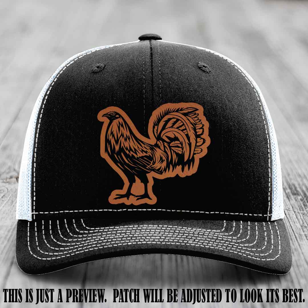 Rooster Rebel Rawhide to Black Patch on Black to White Hat Richardson 112 Hat