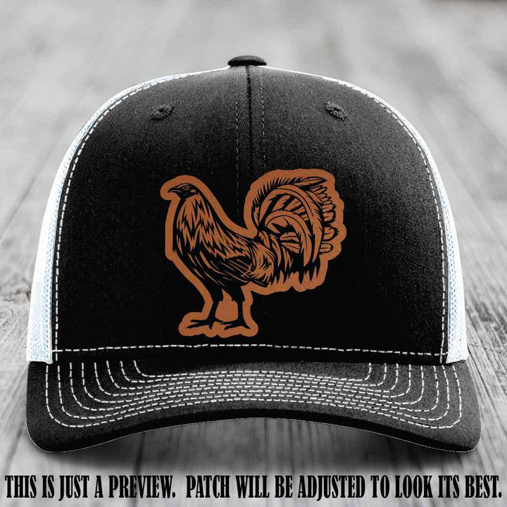 Rooster Rebel Rawhide to Black Patch on Black to White Hat Richardson 112 Hat