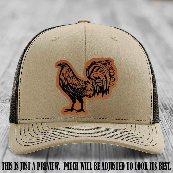 Rooster Rebel Rawhide to Black Patch on Khaki to Coffee Hat Richardson 112 Hat