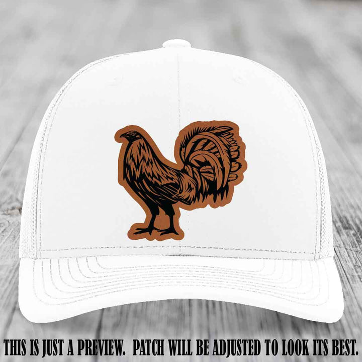 Rooster Rebel Rawhide to Black Patch on White Hat Richardson 112 Hat