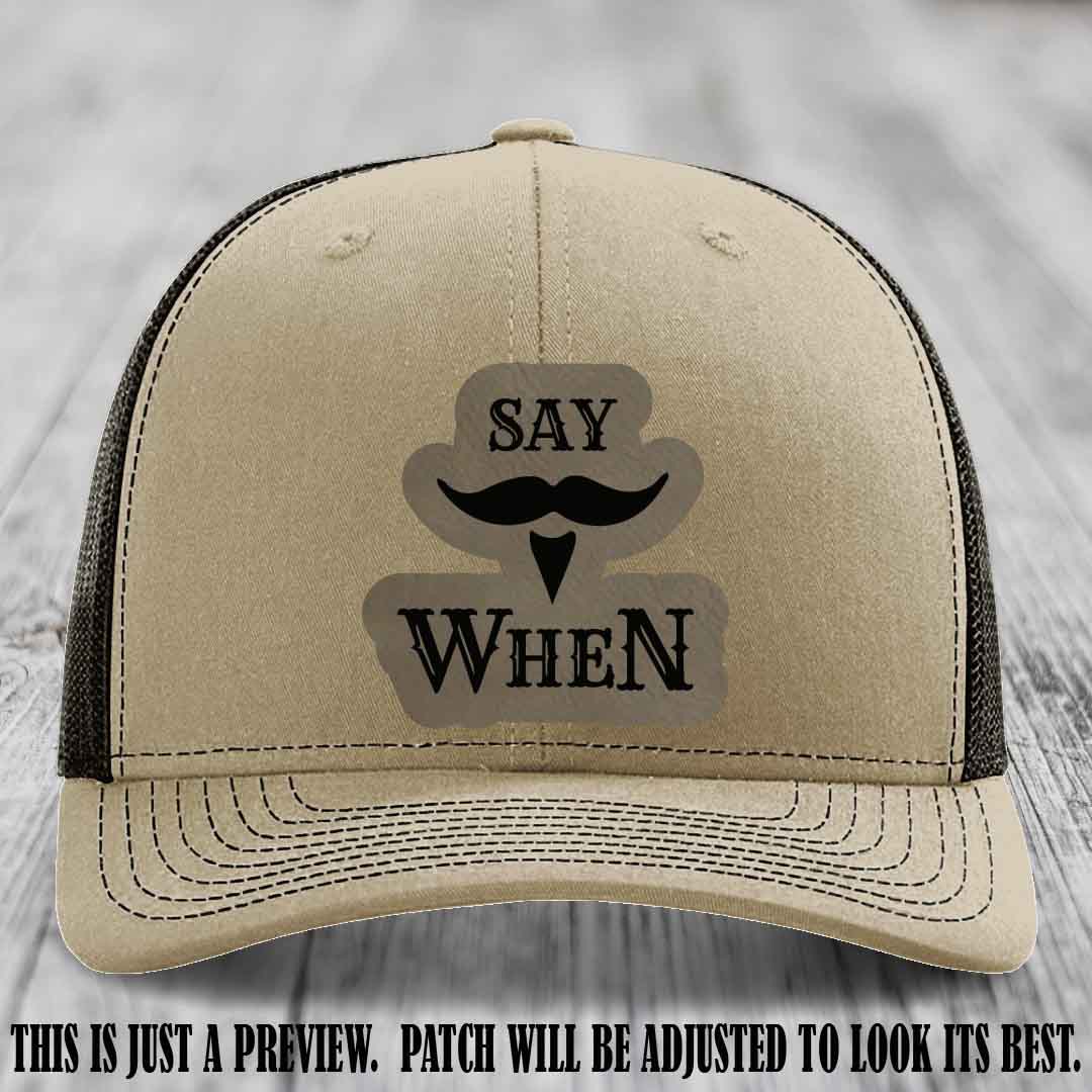 Say When 🔥 Light Brown to Black Patch Leather Patch Hat on Khaki to Coffee Hat