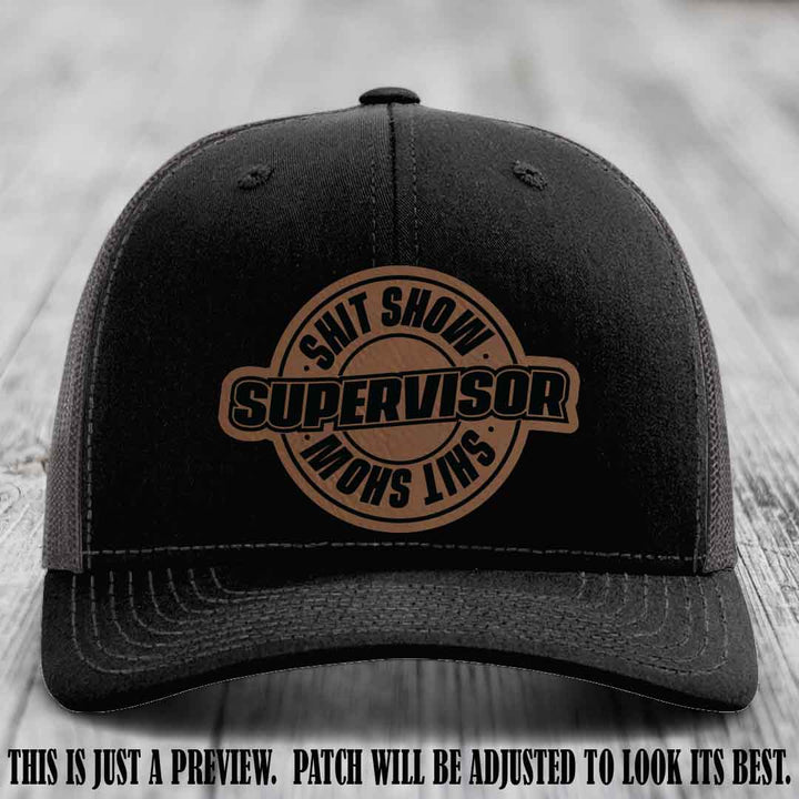 Shit Show Supervisor Dark Brown to Black Patch on Black to Charcoal Hat Richardson 112 Hat