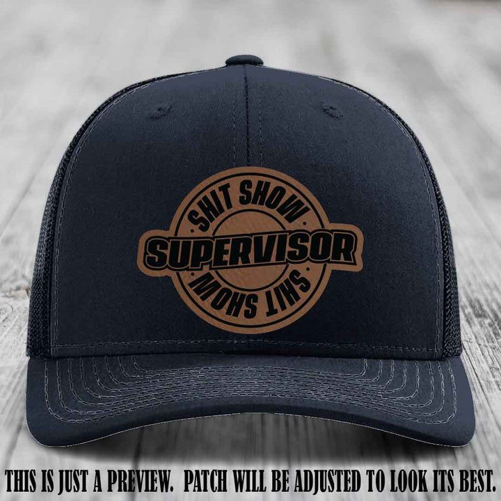 Shit Show Supervisor Dark Brown to Black Patch on Navy Hat Richardson 112 Hat