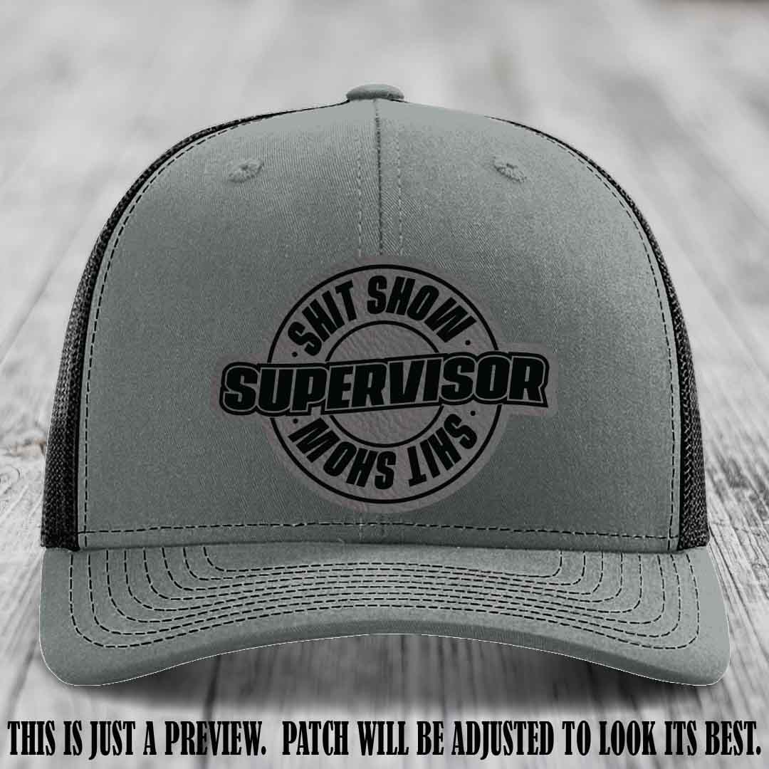Shit Show Supervisor Grey to Black Patch on Heather Grey to Black Hat Richardson 112 Hat
