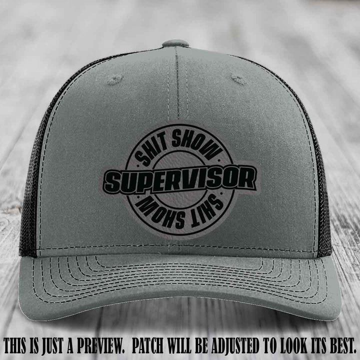 Shit Show Supervisor Grey to Black Patch on Heather Grey to Black Hat Richardson 112 Hat