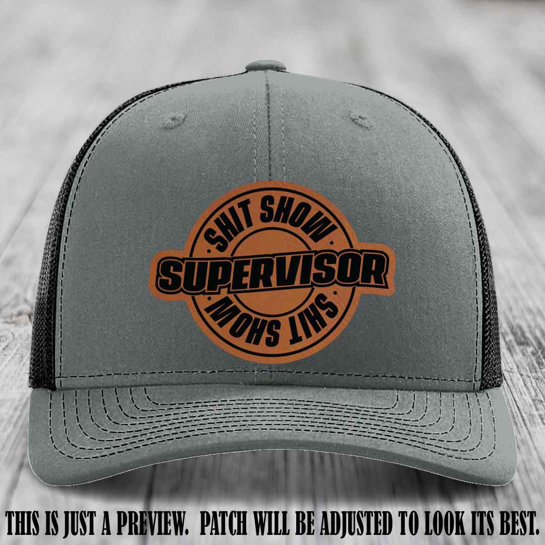 Shit Show Supervisor Rawhide to Black Patch on Heather Grey to Black Hat Richardson 112 Hat