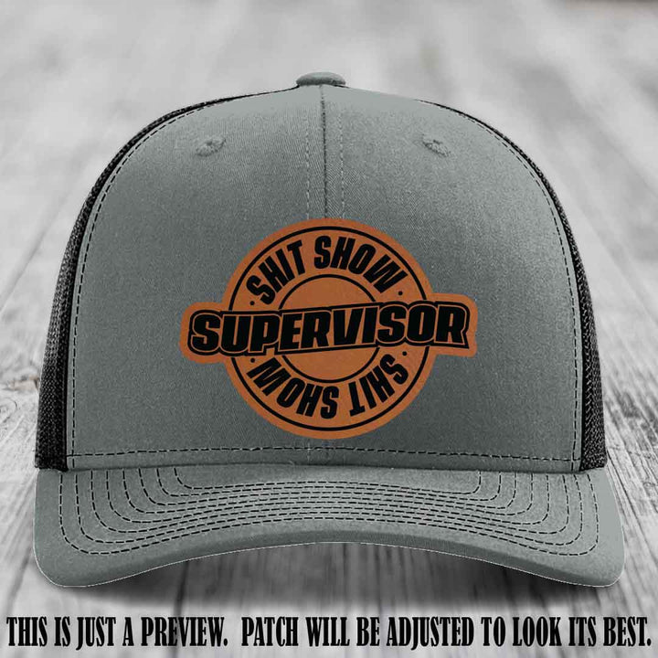 Shit Show Supervisor Rawhide to Black Patch on Heather Grey to Black Hat Richardson 112 Hat