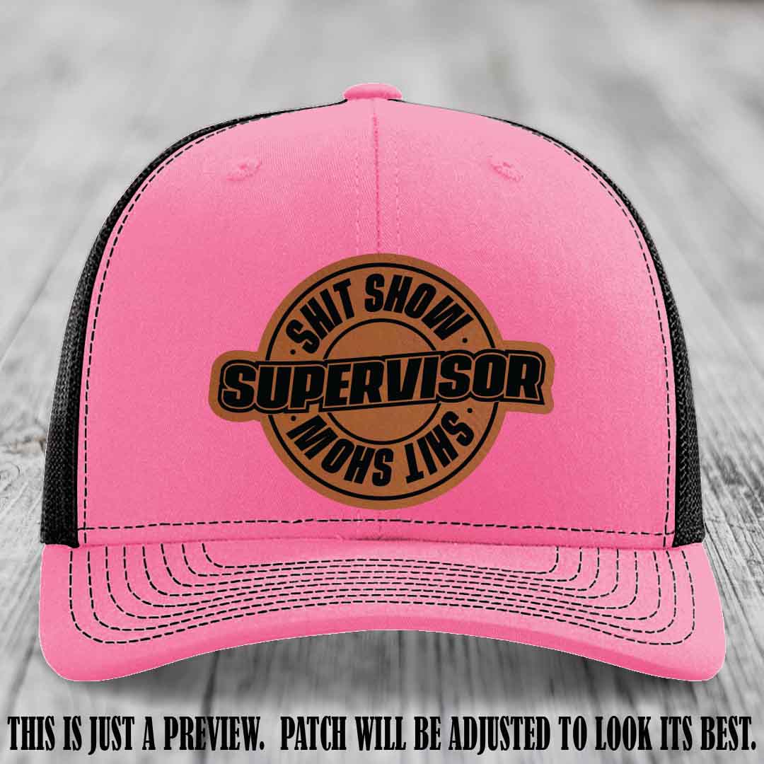 Shit Show Supervisor Rawhide to Black Patch on Hot Pink to Black Hat Richardson 112 Hat
