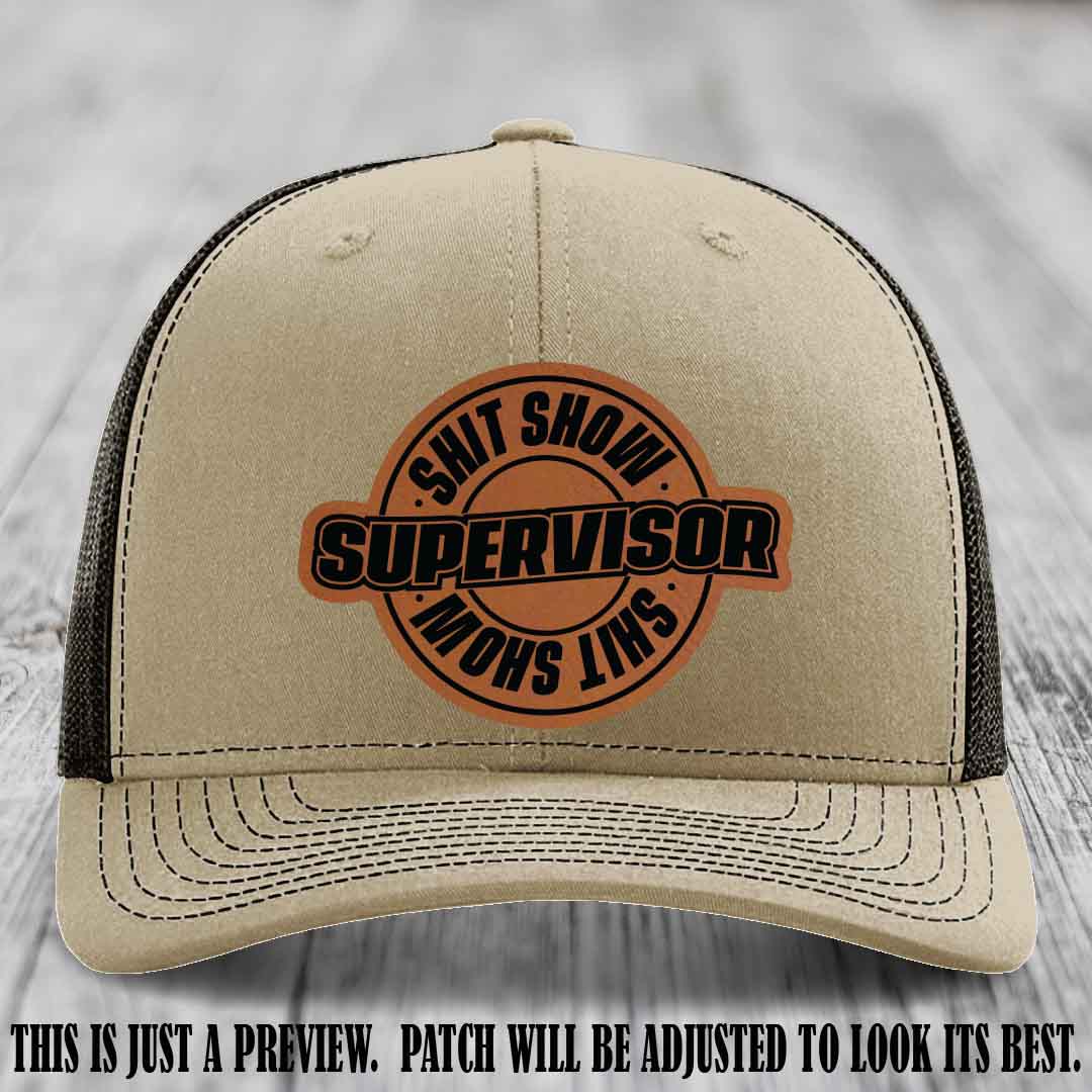 Shit Show Supervisor Rawhide to Black Patch on Khaki to Coffee Hat Richardson 112 Hat