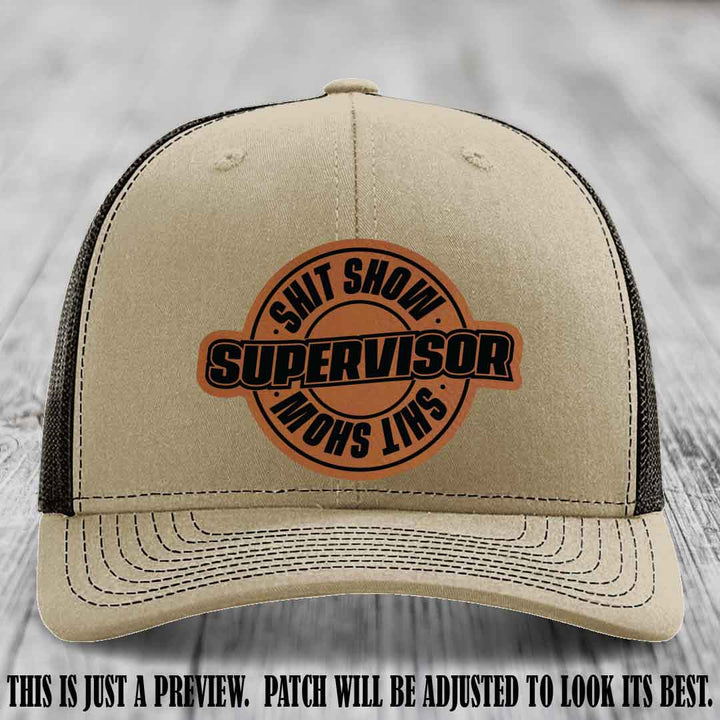 Shit Show Supervisor Rawhide to Black Patch on Khaki to Coffee Hat Richardson 112 Hat