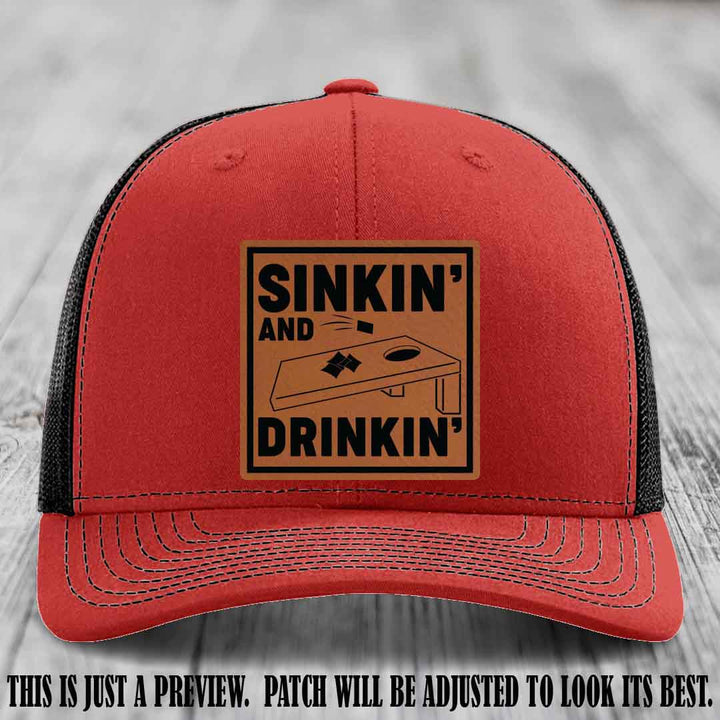 Sinkin' and Drinkin' design on Rawhide to Black Patch, Richardson 112 Red to Black Hat