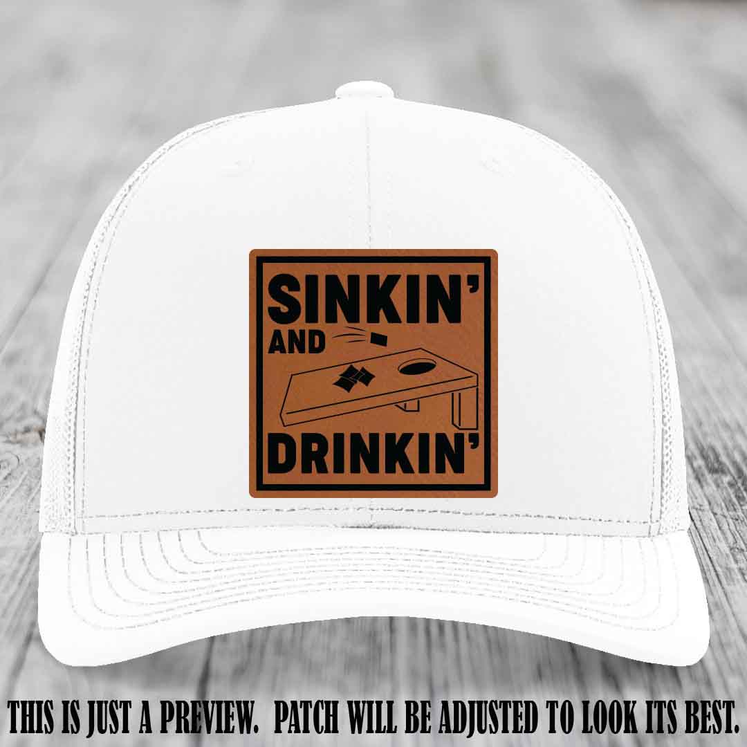 Sinkin' and Drinkin' design on Rawhide to Black Patch, Richardson 112 White Hat