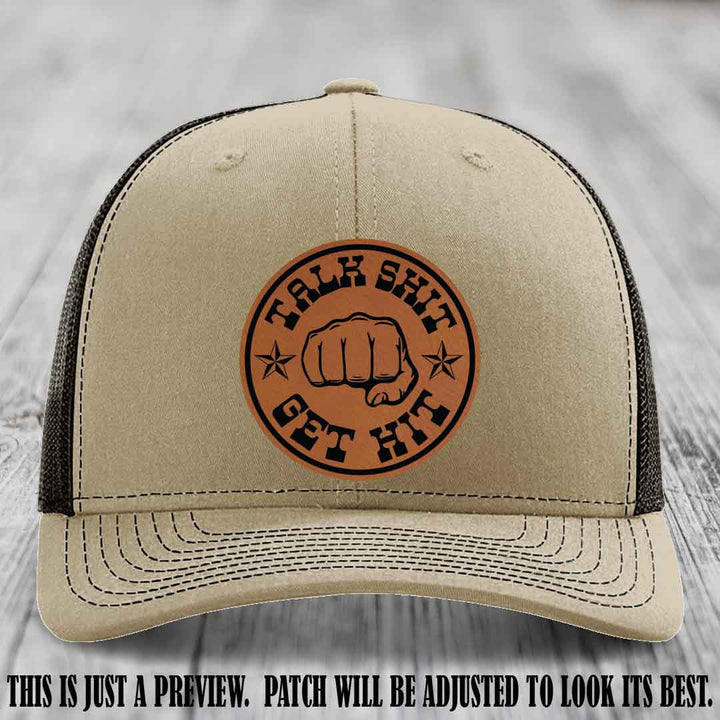 Talk Shit Get Hit Rawhide to Black Patch on Khaki to Coffee Hat Richardson 112 Hat