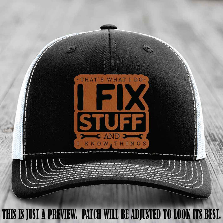 I Fix Stuff Rawhide to Black Patch 🛠️ Leather Patch Hat on Black to White Hat