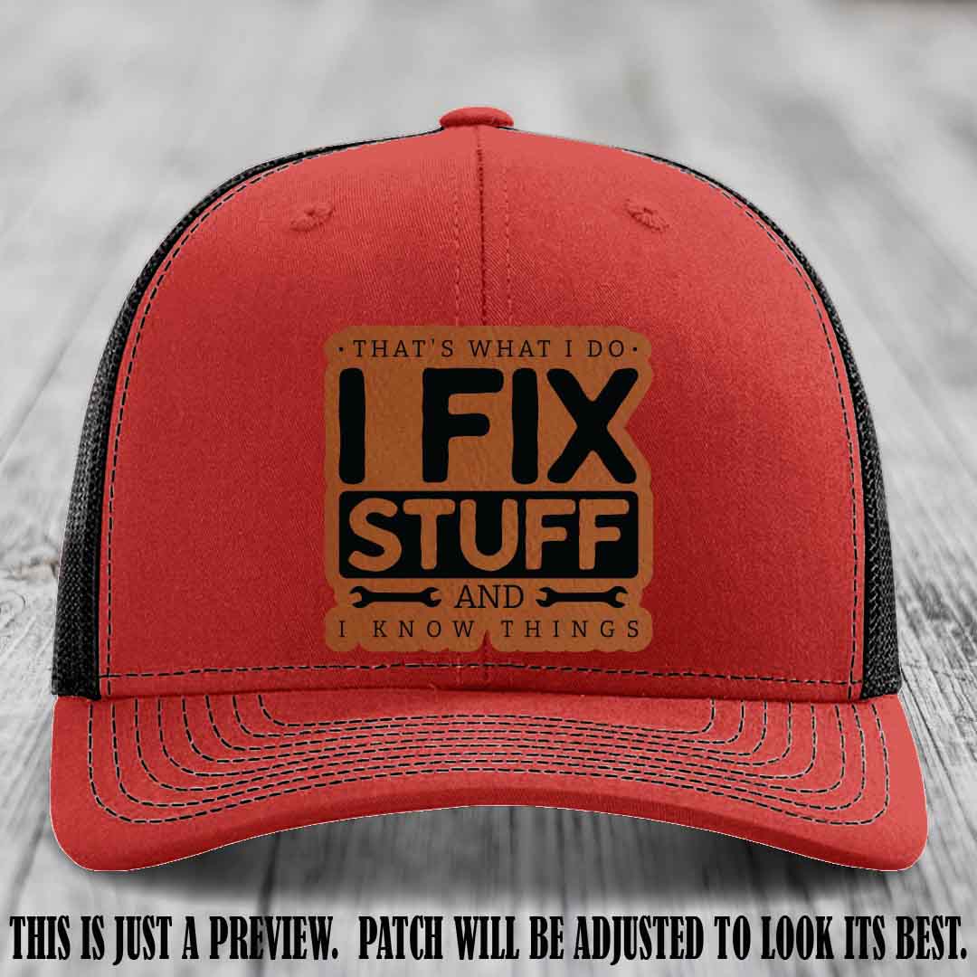 I Fix Stuff Rawhide to Black Patch 🛠️ Leather Patch Hat on Red to Black Hat
