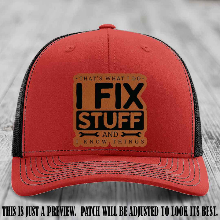 I Fix Stuff Rawhide to Black Patch 🛠️ Leather Patch Hat on Red to Black Hat