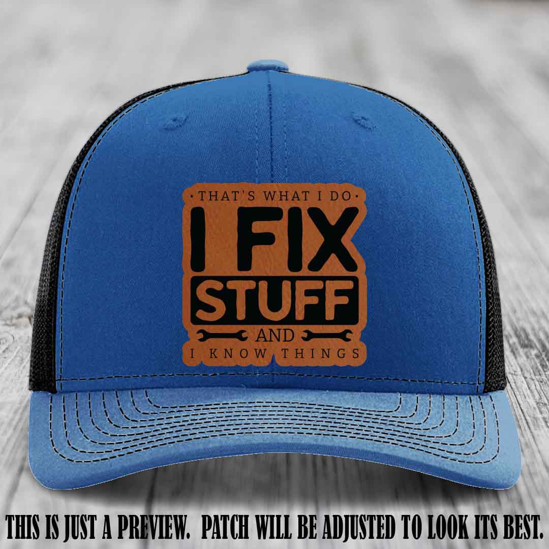 I Fix Stuff Rawhide to Black Patch 🛠️ Leather Patch Hat on Royal to Black Hat